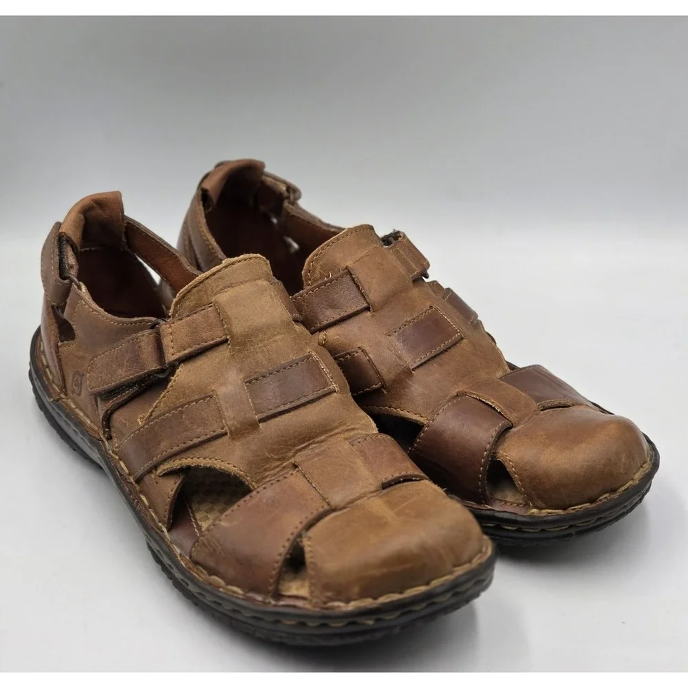 Børn Brown Leather Fisherman Sandals Women's US 8 EU 39 Closed Toe Comfort
